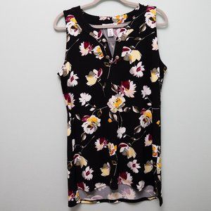 LIKE NEW - WHBM Black Tunic with Floral Print
